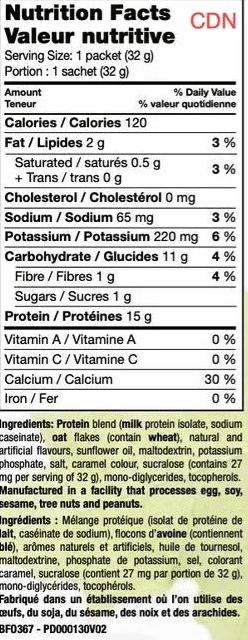 Flocons d'avoine protéinés érable et cassonade, 15g protéines, 120 calories, petit-déjeuner réconfortant, Clinique Maigrir en Santé.
