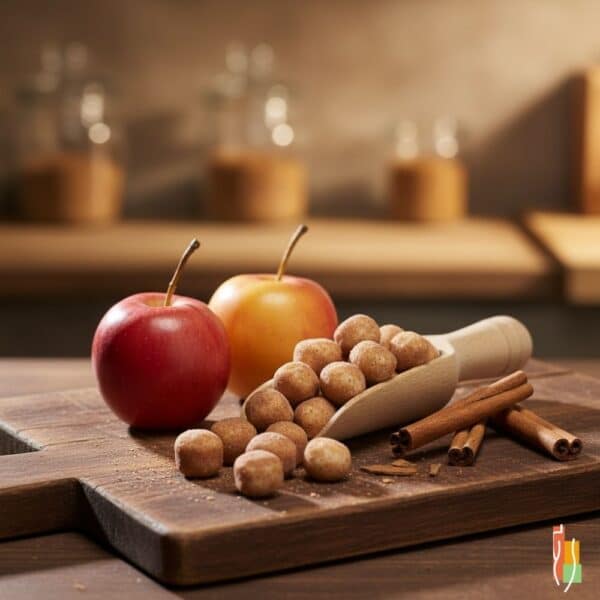 Bouchées protéinées de soja pomme-cannelle, riches en protéines, collation Clinique Maigrir en Santé.