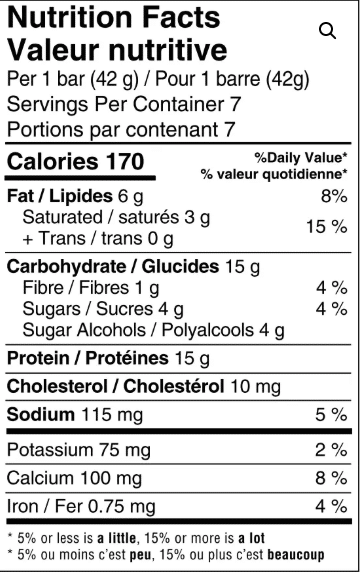 Barre protéinée arachides et caramel, 15g protéines, 150 calories, Clinique Maigrir en Santé.