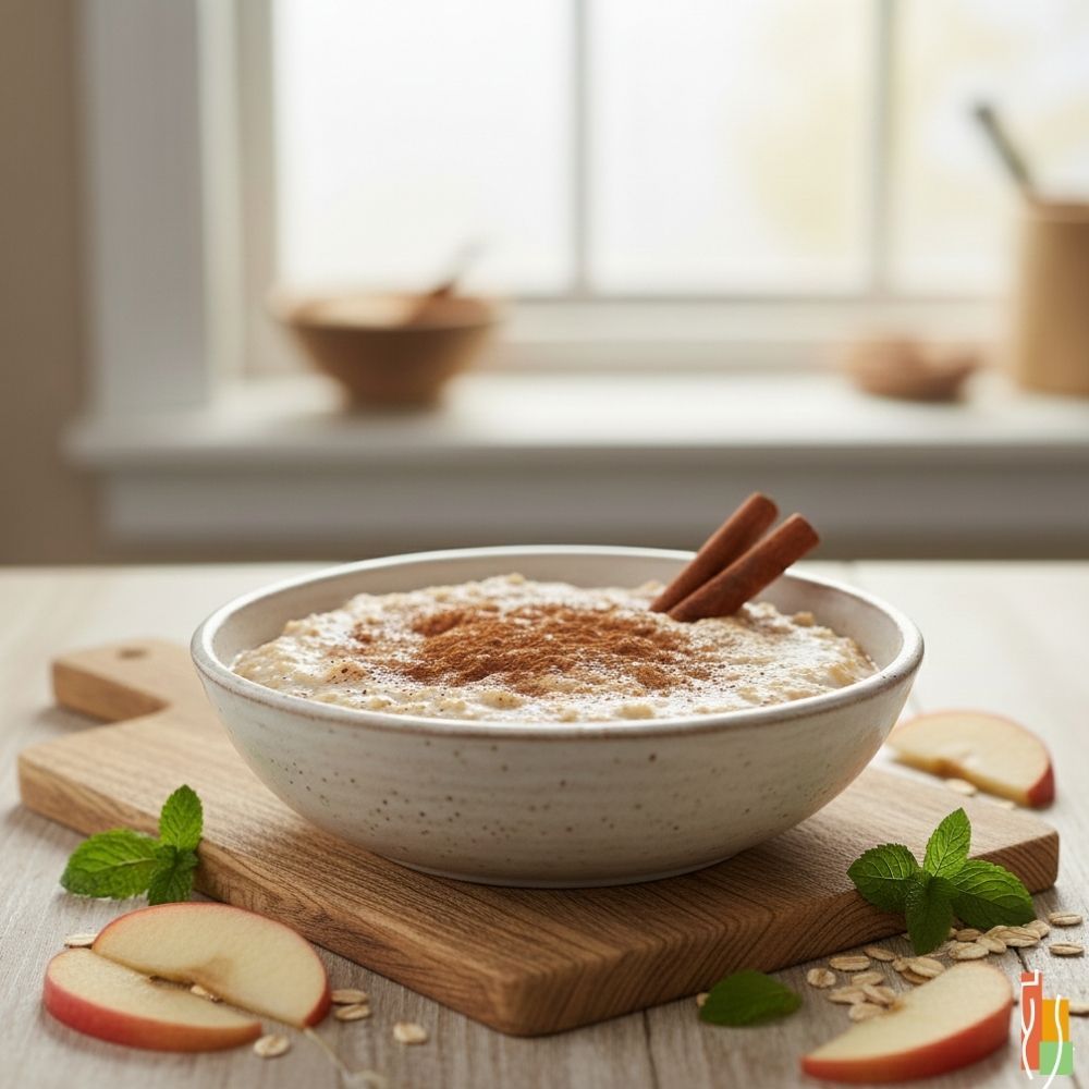 Gruau protéiné pomme cannelle, 15g protéines, 90 calories, petit-déjeuner, Clinique Maigrir en Santé.
