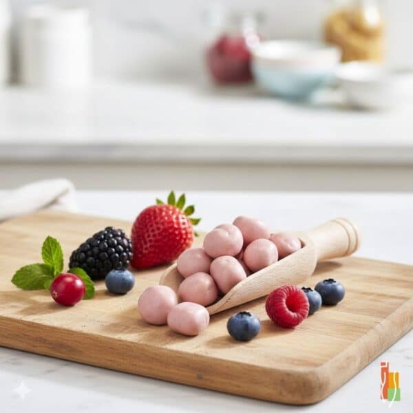 Bouchées protéinées de soja aux petits fruits, riches en protéines, collation Clinique Maigrir en Santé.