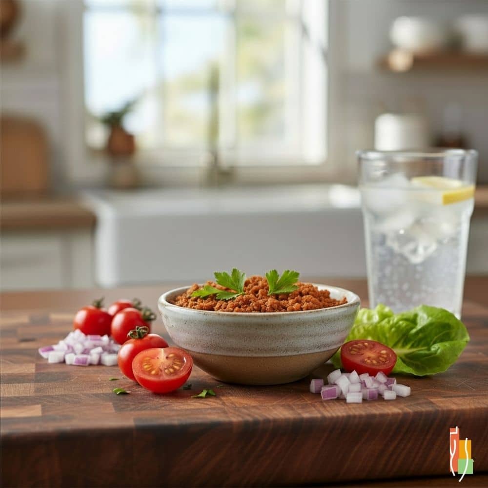 Mélange protéiné Sloppy Joe, 15g protéines, 90 calories, saveur épicée, repas rapide, Clinique Maigrir en Santé.