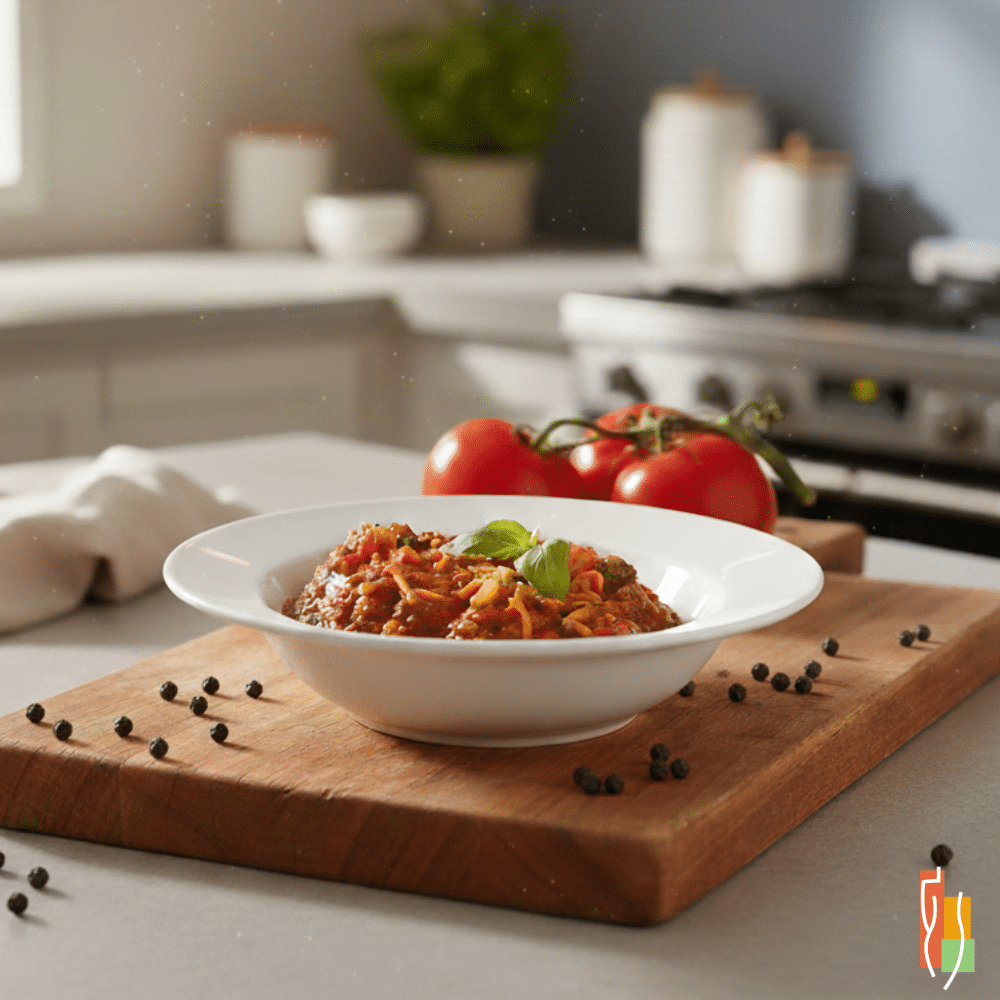 Spaghettini protéinés sauce bolognaise soja, riche en protéines, faible en glucides, repas rapide, Clinique Maigrir en Santé.