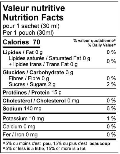 Boisson protéinée concentrée framboise bleue, riche en protéines, faible en calories, gestion de poids, Clinique Maigrir en Santé.