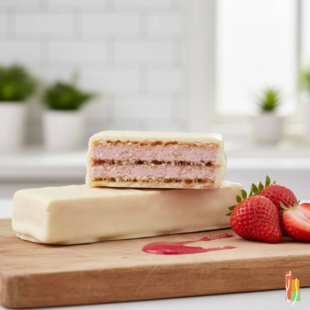 Gaufrette protéinée fraises et crème, collation croustillante faible en sucre Clinique Maigrir en Santé.