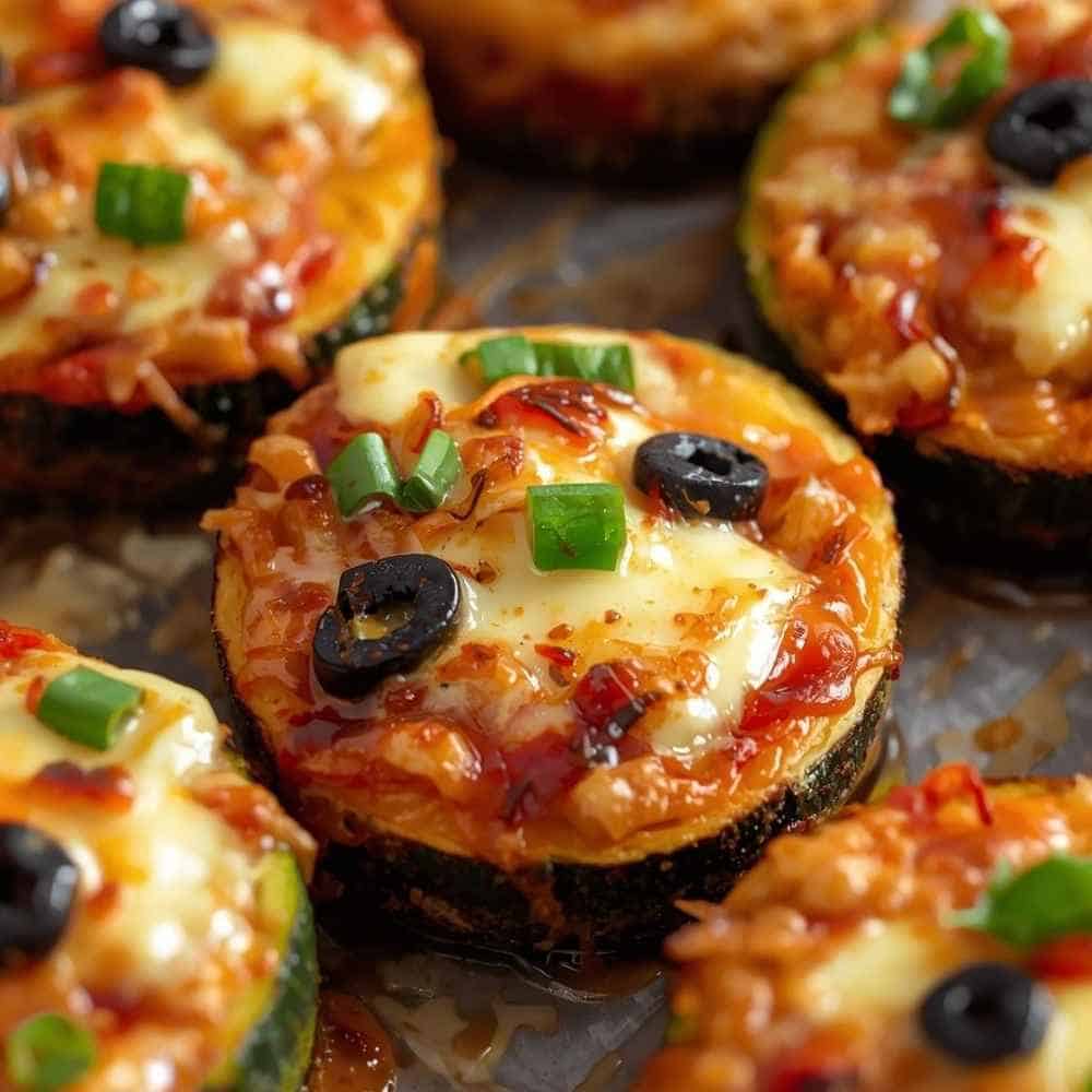 Bouchées de pizza à la courgette, une collation santé faible en glucides et riche en saveurs.