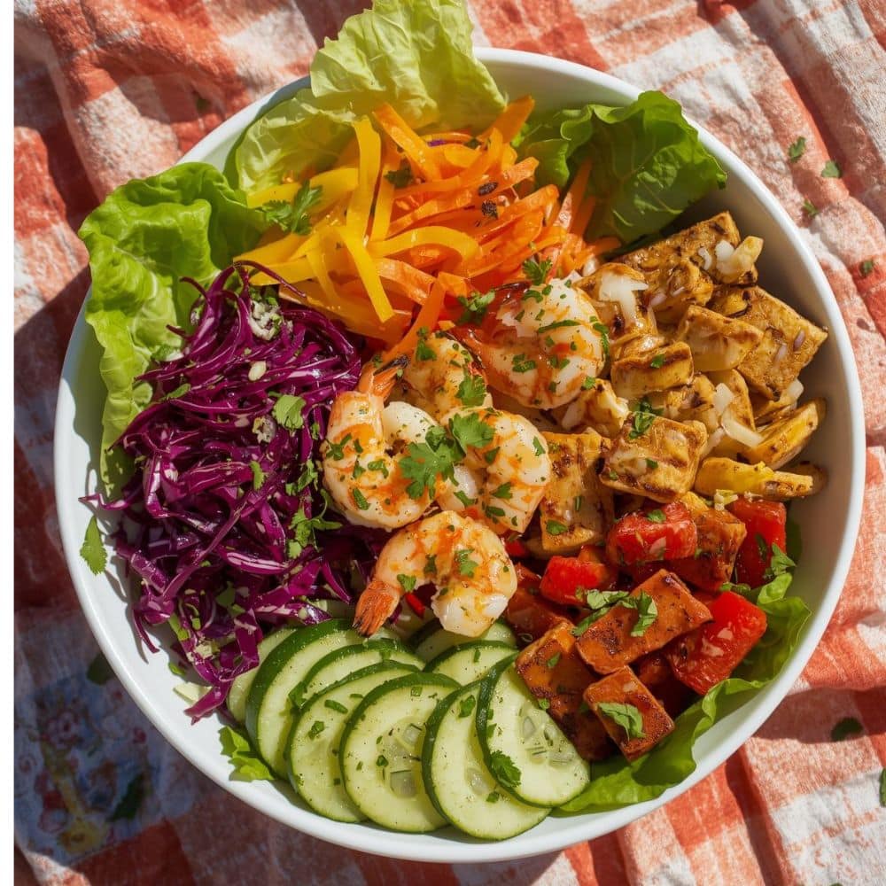 Cuisinez cette rafraîchissante recette de salade de crevettes et tofu grillé pour tous les goûts. Une inspiration à la saveur d'Asie.