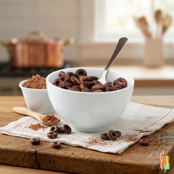 Bol de céréales protéinées croustillantes au cacao sans gluten de chez Clinique Maigrir en Santé.