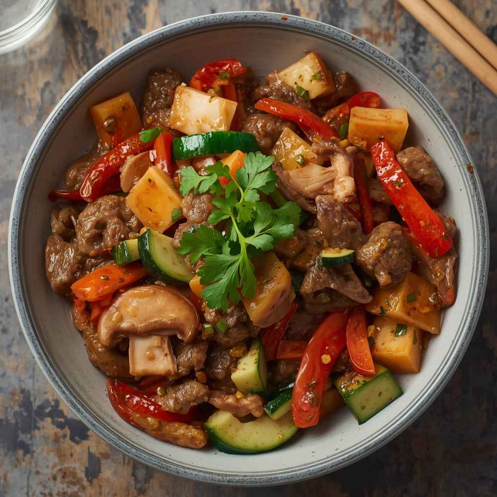 Plat de sauté de bœuf aux légumes croquants cuisiné au wok - Clinique Maigrir en Santé