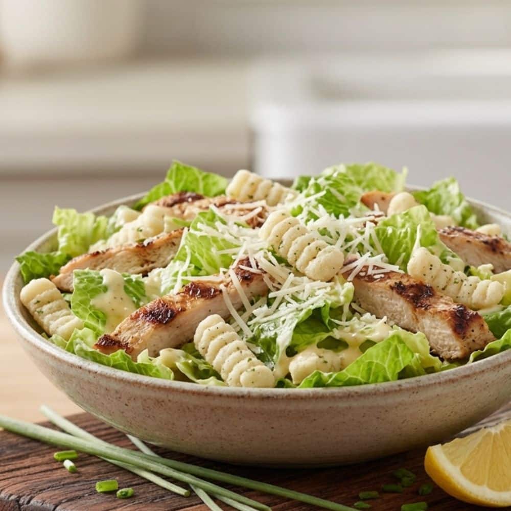alade César santé au poulet avec une vinaigrette au yogourt grec et des grignotines protéinées crème sure et fines herbes de Clinique Maigrir en Santé