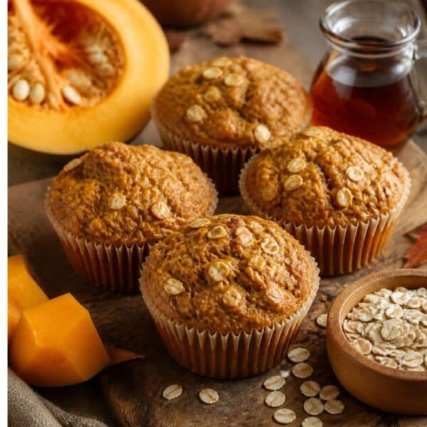 Muffins santé à la citrouille et aux flocons d'avoine.